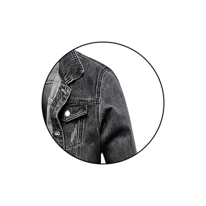OEM Veste d'hiver décontractée pour hommes Manteau oversize boutonné en denim avec col montant et décoration brodée pour l'automne - Product Image 4