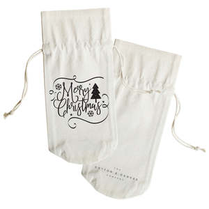 Merry Christmas Cotton Canvas Wine Bag - Product Image 2