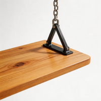 Ensemble de table à manger avec balançoire d'extérieur pour 4 personnes, structure en métal avec plateau en bois massif et chaises suspendues pour patio, café et jardin