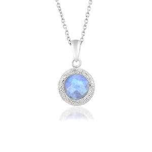 Elegante collar con colgante de piedra lunar de Plata de Ley 925, diseño martillado Natural para bodas, fiestas, regalo, cadena de eslabones, joyería - Product Image 1