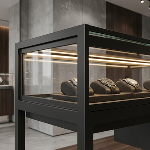 Vitrine de luxe moderne en verre trempé avec éclairage LED, personnalisée, pour bijoux dans les centres commerciaux de luxe - Product Image 3