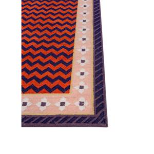 Alhambra Alfombra Boho de Lana de Tejido Plano ADWL-13224 Rosa Púrpura con Pelo de Peluche para Hogar, Dormitorio, Sala de Estar, Pasillo - Rectangular Chevron - Product Image 4