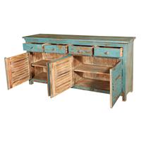 Armoires de salon modernes et antiques, armoires, pieds en bois de manguier massif, résistantes à l'eau, multifonctionnelles, écologiques, bleu vieilli