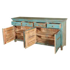 Armoires de salon modernes et antiques, armoires, pieds en bois de manguier massif, résistantes à l'eau, multifonctionnelles, écologiques, bleu vieilli - Product Image 5