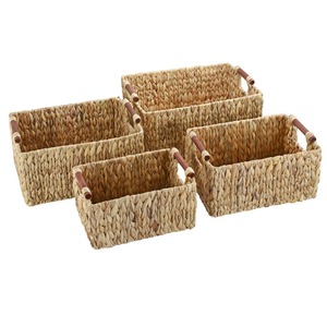 Handmade <b>Water</b> <b>Hyacinth</b> Storage <b>Basket</b> Set with Wood Handles Handmade Storage <b>Basket</b> Wholesale eco-friendly Made in Vietnam - Product Image 2