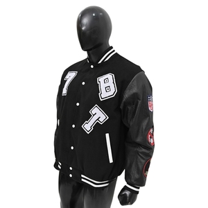 Veste universitaire en coton 100% pour hommes, vente en gros, imperméable, haute demande, design personnalisé, manches en cuir, vestes pour hommes - Product Image 4