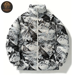 Chaqueta acolchada impermeable para hombre, chaquetas acolchadas para exteriores, servicio OEM de impresión de logotipo personalizado en negro con chaquetas de hombre de color blanco - Product Image 2