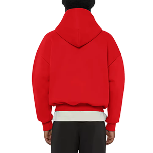 เสื้อฮู้ดมีซิปมีซิปสำหรับผู้ชายเสื้อฮู้ดพิมพ์ลายพัฟสีแดงงานตามสั่งผลิตจากผ้าเฟรนช์เทอร์รี่100% - Product Image 2