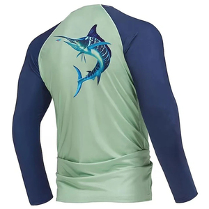 Camiseta de pesca de manga larga personalizada para hombre, ropa de pesca con protección UV, camiseta de fútbol con orificio para el pulgar, característica del cuello, 100% poliéster - Product Image 3