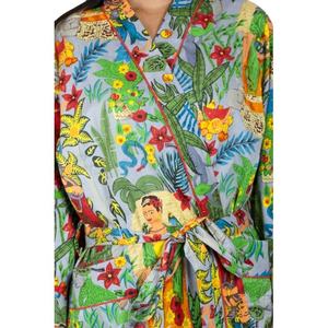 100% algodón hecho a mano de peso ligero personalizado con cuello en V Kimono bata larga con estampado Floral ropa de noche para adultos - Product Image 4