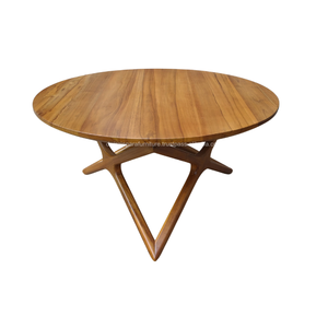 Table basse ronde minimaliste de la meilleure qualité fabriquée en bois de teck massif adaptée à la maison ou au bureau Quantité en gros - Product Image 2