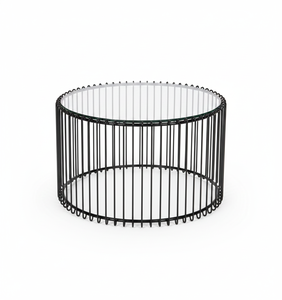 Table d'appoint ronde en marbre noir et blanc moderne de haute qualité, créative, luxueuse, avec fil de fer doré - Product Image 1