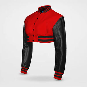 Chaquetas Varsity Cortas Personalizadas al por Mayor para Mujer, Mangas de Lana, Chaquetas Universitarias Cortas de Lana, Chaquetas de Béisbol Cortas para Mujer - Product Image 4