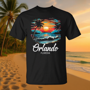 T-Shirt Orlando Retro Sunset Florida per Vacanze in Famiglia, Stile Vintage, Abbigliamento Promozionale - Product Image 3