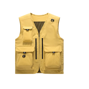 Haute qualité en plein air hommes chasse gilet matériel 100% Polyester tissu fermeture à glissière poches avant gilets pour hommes - Product Image 6