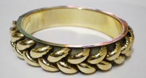 Bracelet jonc large tendance pour femme en cuivre plaqué métal, chaîne tressée de luxe, élégant et poli - Product Image 2