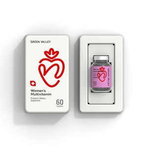 Scatola Biodegradabile per Integratori Vitaminici con Stampa Cuore Fragola Rossa, Confezione in Polpa Modellata a Cavità Singola - Product Image 4