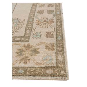 Tapis en laine noués à la main Erbe, couleur ivoire, épaisseur 10 mm, style Tabriz, rectangulaires à motifs médaillon, pour la maison, salon, chambre à coucher, chambre d'adolescent - Product Image 4