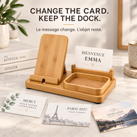 Stasiun Pengisian Daya Multi Perangkat Bamboo Family untuk Ponsel, Tablet, E-Reader, Organizer Bertingkat, Penyimpanan Kabel Tersembunyi, Organizer Kantor