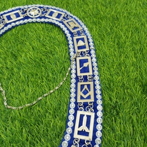 Collier maçonnique artisanal | Collier en chaîne Regalia brodé avec détails dorés pour les cérémonies de la Loge franc-maçon - Product Image 2