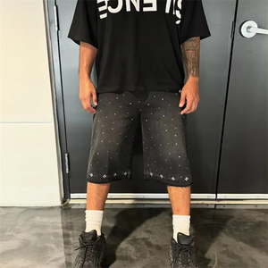 Comfort Factory Price Plus Size Men Solid <b>Denim</b> Jeans <b>Shorts</b> with Pocket Design Light Blue Elastic Waist OEM Service - Product Image 2