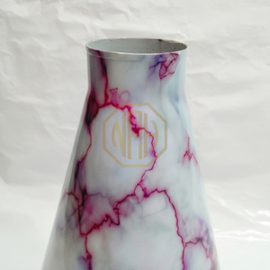 Jarrón de Flores de Hierro de Diseño Costero de Lujo, Jarrón Decorativo de Cerámica de Alta Gama con Diseño de Tambor Metálico, Esmalte de Mármol Rosa para Sala de Estar - Product Image 5