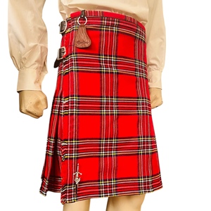 Kilt Tartan PREMIUM 8 Yards 16oz Kilts en laine acrylique Vêtements écossais de luxe avec 3 boucles et sangles en cuir Couteau plissé - Product Image 1