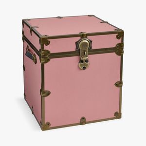 Pink Metal <b>Storage</b> <b>Trunk</b> Set of 3 | Decorative Iron Suitcase <b>Box</b> with Gold Hardware | Blush Pink Home Organizer Chests - Product Image 3