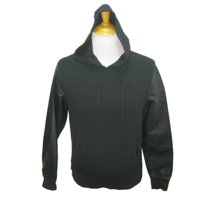Sweat à capuche pull pour hommes d'automne avec fonction anti-rétrécissement manches en cuir PU personnalisables conception pratique respirante avec poches - Product Image 5