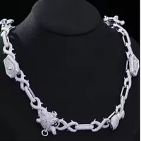 Collier de luxe pour homme, chaîne cubaine entièrement sertie de diamants D Yash, testé au diamant, style hip-hop, tendance