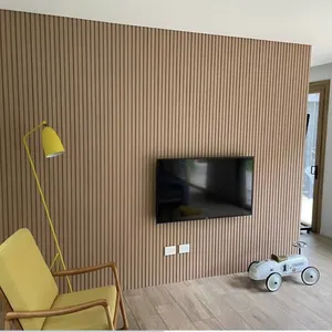 Panel dinding dekoratif dalam ruangan kayu warna kenari mudah dipasang