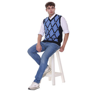 Gilet à tricoter à col en V pour hommes pull classique sans manches pull gilet respirant gilet à col en V pour hommes cardigan chandails - Product Image 5