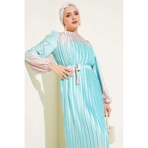 Vestido de satén plisado bicolor menta - Product Image 2