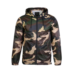 Chaqueta cortavientos de manga larga con bandera de camuflaje personalizada, bolsillos utilitarios, cierre de cremallera de poliéster 100%, apliques de servicio OEM para invierno - Product Image 1