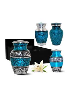 โกศขนาดเล็กของที่ระลึกสีน้ําเงินสําหรับเถ้ามนุษย์ - โกศเผาศพ ชุด 4 ชิ้นพร้อมกล่องและถุง - โกศสีน้ําเงินสําหรับเถ้าผู้ใหญ่ชายและหญิง - Product Image 2