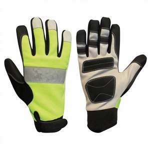 Gants de travail multi-usages anti-choc pour mécaniciens en cuir véritable résistants à la chaleur avec manchette droite de 10 pouces et rangement pour outils - Product Image 1