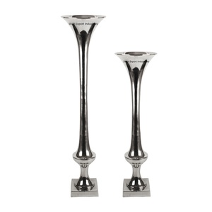 Set of 2 Handmade Metal <b>Vase</b> Silver Flower <b>Stand</b> for Tabletop Wedding Birthday Event Party Decorations Centerpieces - Product Image 1