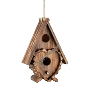 Натуральный декоративный деревянный домик для птиц, подвесные попугаи, домик для разведения внутри и снаружи, деревянный домик для птиц для украшения сада