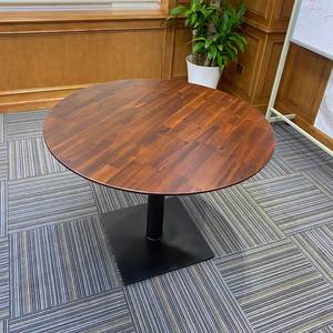 Melaleuca <b>Wood</b> Round <b>Table</b> with Square Iron Base 100cm Assembled & <b>Extendable</b> for Living Room or Home Office BA68143 - Product Image 6