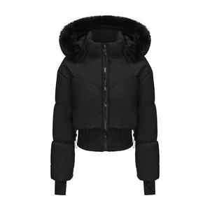 Chaquetas de Burbuja de Alta Calidad para Mujer Talla Grande, Chaquetas con Capucha Acolchadas, Chaquetas de Invierno de Burbuja para Mujer, Color Negro con Capucha de Piel - Product Image 1