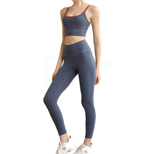 Servicio OEM/ODM, conjunto de yoga con cintura elástica para entrenamiento físico, hecho a medida con tela de poliéster, ropa de gimnasio para mujer. - Product Image 1