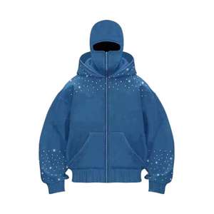 Sweat à capuche tendance à la mode avec strass Ninja-Mask à fermeture éclair, style streetwear, sweat à capuche pour l'hiver, prix de gros - Product Image 4