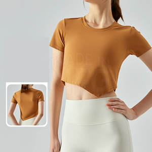 เสื้อครอปทำจากผ้าฝ้ายโพลีเอสเตอร์สำหรับผู้หญิงเสื้อครอปสำหรับ100% - Product Image 3