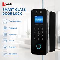 Serrure de porte intelligente en verre Guidi Tuya, biométrique, reconnaissance faciale, empreinte digitale, mot de passe, carte IC, déverrouillage à distance par application, cloud, maison, hôtel, bureau, appartement
