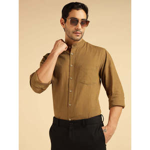 Amanush <b>Mens</b> Solid Mandarin Collar Cotton Casual <b>Shirt</b> Full Sleeve Breathable Poplin Fabric Spring Style <b>Mens</b> Wear <b>Shirts</b> - Product Image 1