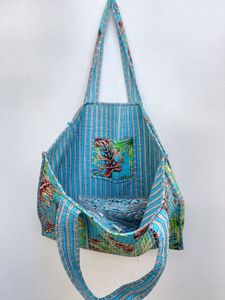 Nouveau sac fourre-tout en coton matelassé Kantha pour femmes sacs à main décontractés de créateur avec deux poignées/sangles pour le shopping - Product Image 2