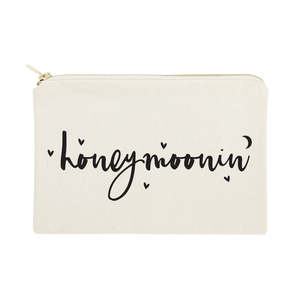 Bolsa Organizadora de Cosméticos de Lona de Algodón con Diseño de Letras, Portátil, Ecológica, con Logotipo Personalizado, Material de PC, Ideal para Luna de Miel - Product Image 1