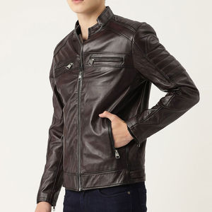 Chaqueta de cuero para hombre de peso pesado para exteriores, chaqueta impermeable con cremallera para hombre, chaqueta personalizada de cuero de motorista para hombre 2025-26 - Product Image 4