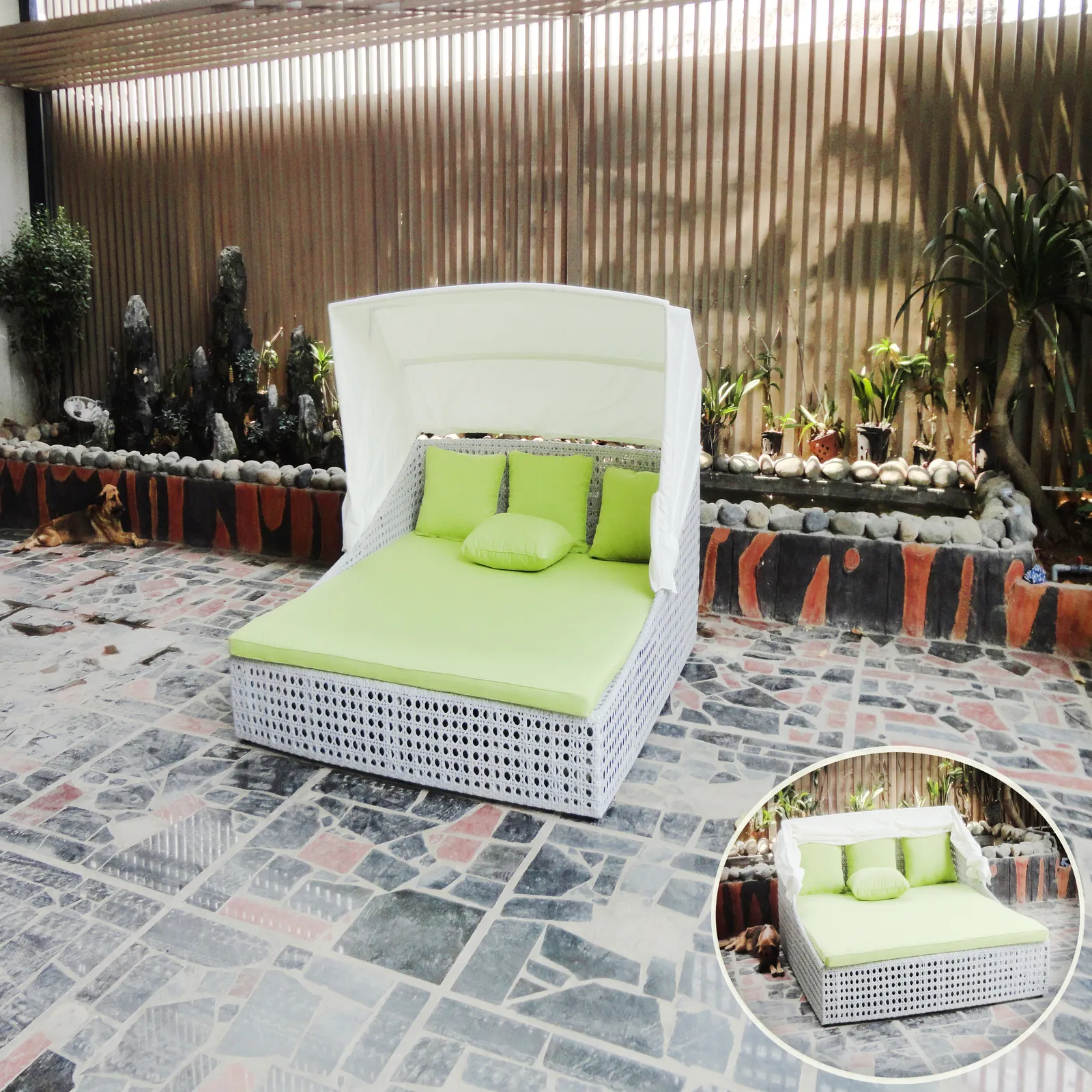 Sıcak satış Modern tasarım bahçe mobilyaları açık plaj alüminyum çerçeve gölgelik ile salon Daybed