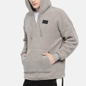 Custom Patchwork Fluffy Fleece <b>Hoodie</b> Wholesale Thick Warm Winter Oversized Quarter Zip <b>Sherpa</b> <b>Hoodies</b> - Product Image 3